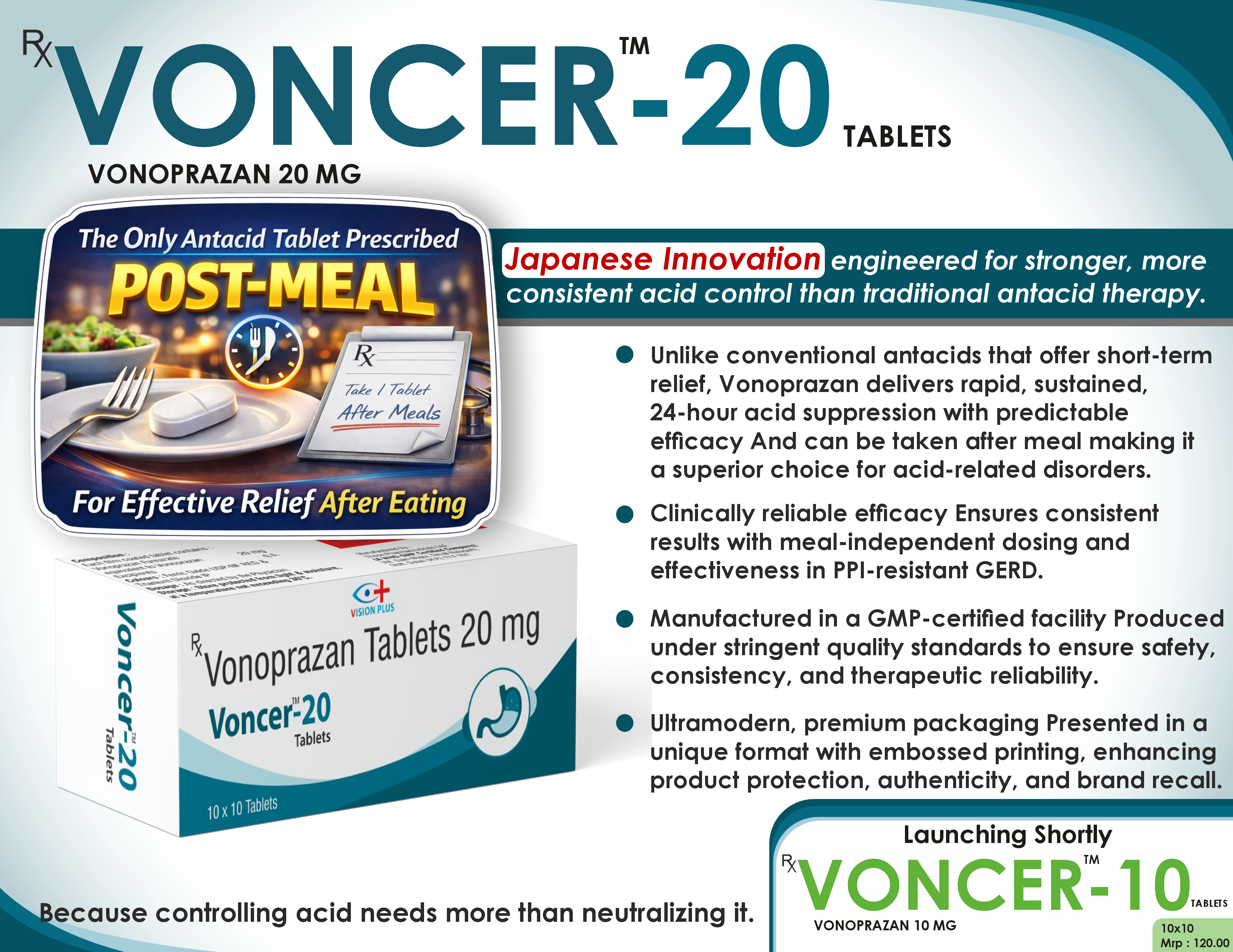 Voncer-20 (Vonoprazan 20 mg): A New-Generation Acid Suppressant for Effective Gastric Care